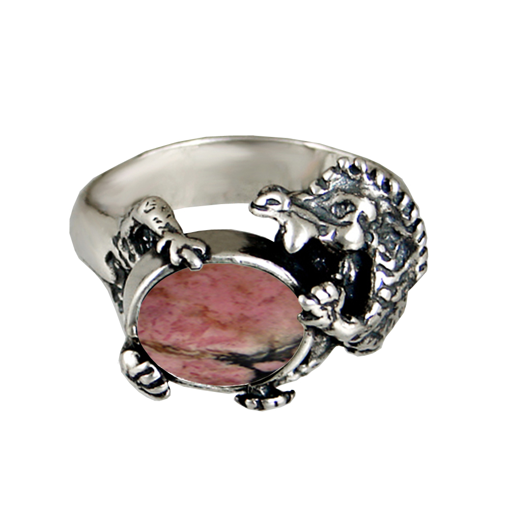 Sterling Silver Dragon Ring With Rhodonite Size 5 Sterling Silver Dragon Ring With Rhodonite Size 5